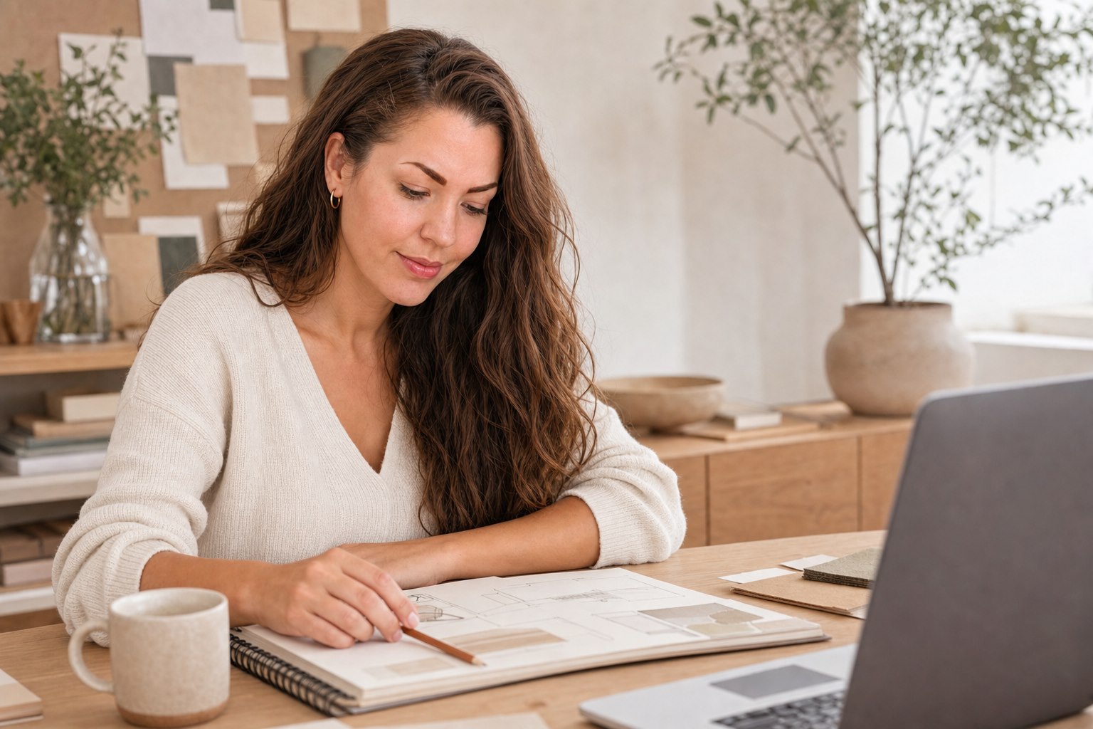 Jacqueline Girardi bei der Arbeit an einem Designkonzept